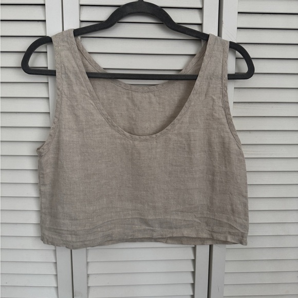 Not Perfect Linen Linen Scoop Back Tank - S - Natural - Picture 4 of 5